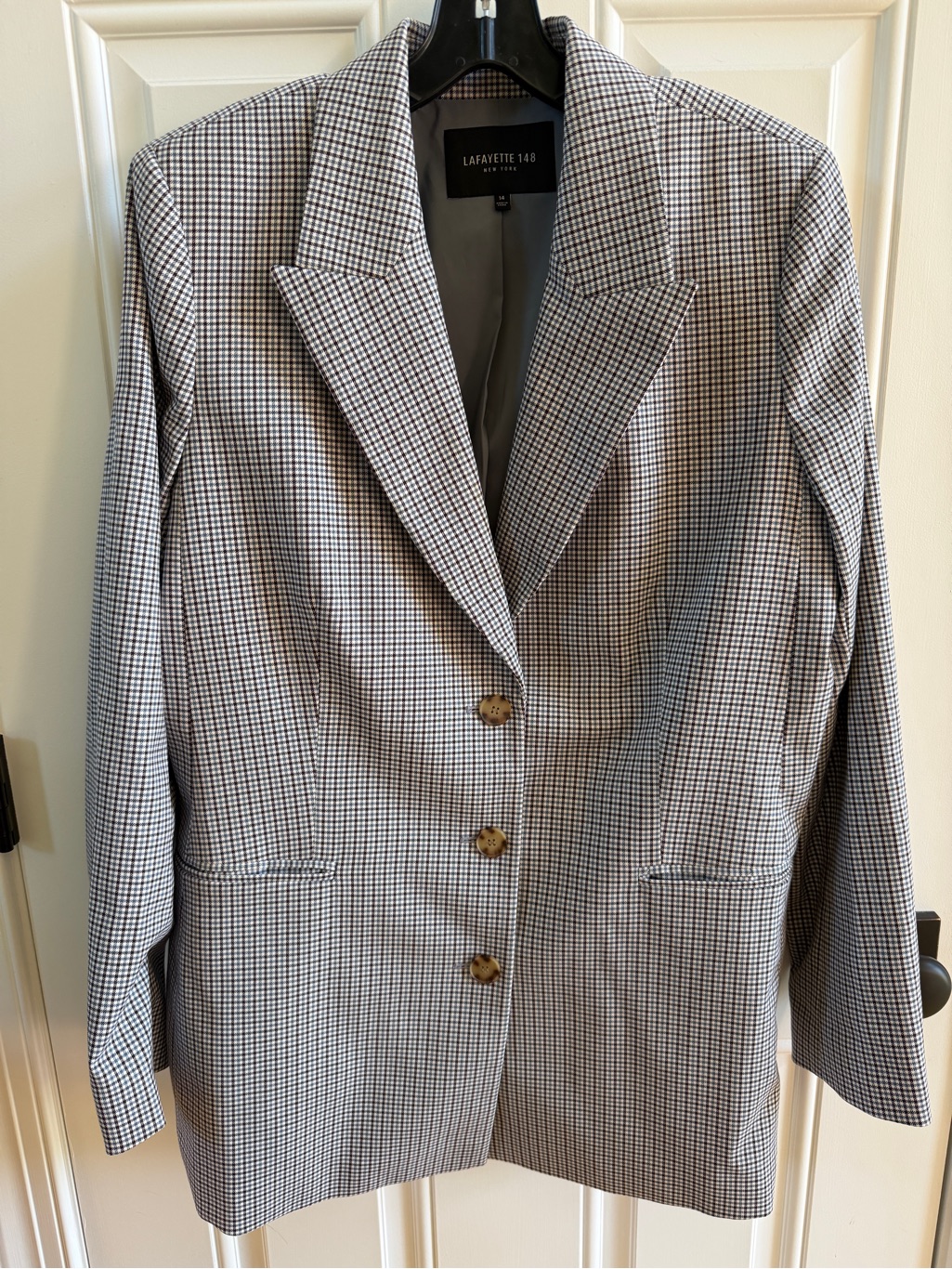 Lafayette 148 New York Black & White Micro-Check Blazer